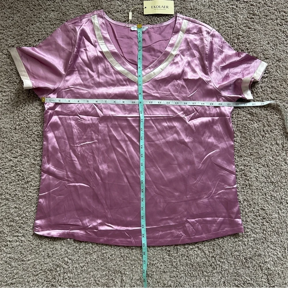 Ekouaer Pink Luxurious Soft Silk Pajama Sleepwear Set NWT Size Medium
